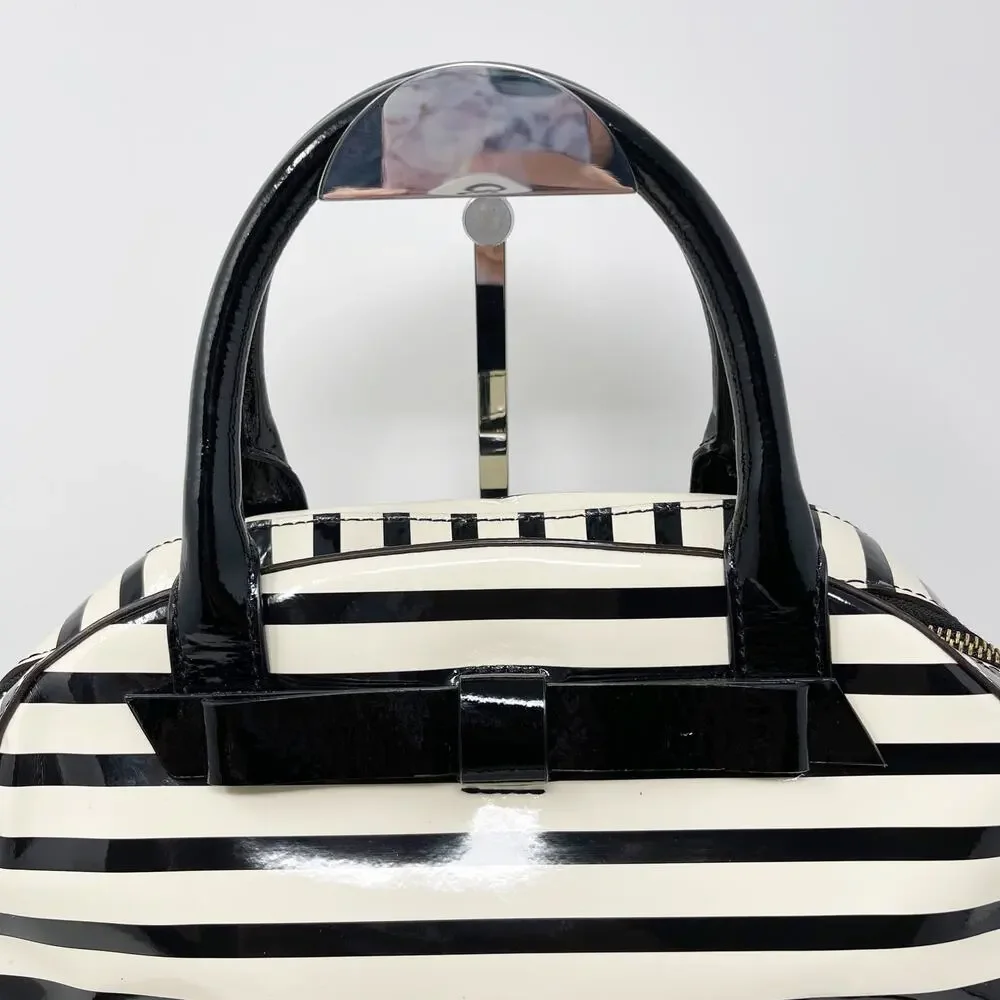 Kate Spade Chelsea Park Porter Patent Leather Handbag Black Cream Bow Crossbody